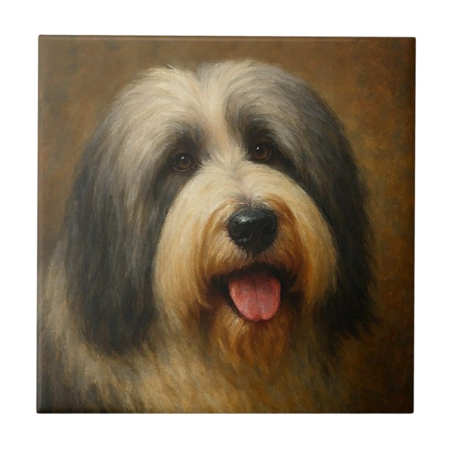 Bearded Collie Fliese (Vorderseite)
