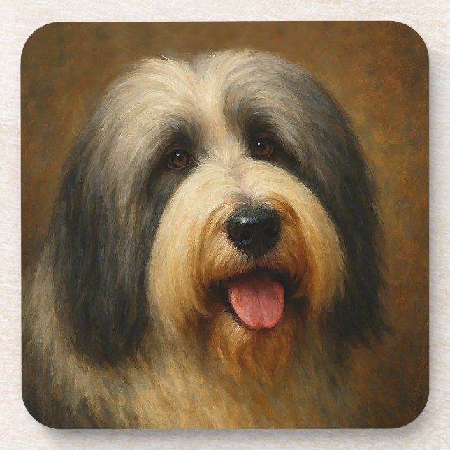 Bearded Collie Getränkeuntersetzer (Vorderseite)