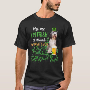 Bearded Collie Kiss Me Ich bin irisch oder Betrunk T-Shirt