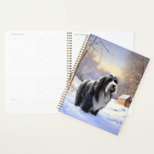 Bearded Collie Lass es schneien Weihnachten Planer