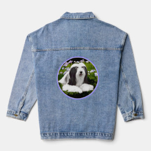 Bearded Collie Malerei - Süße originelle Hundekuns Jeansjacke
