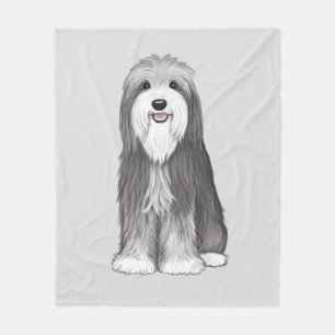 Bearded Collie Niedlicher Cartoon Dog Throw Blan Fleecedecke
