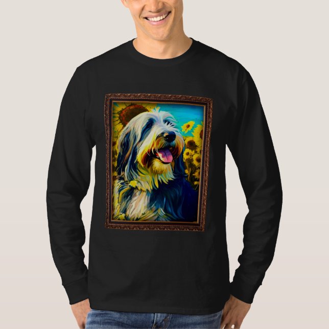 Bearded Collie Painting Sunflower Flower Mom Women T-Shirt (Vorderseite)