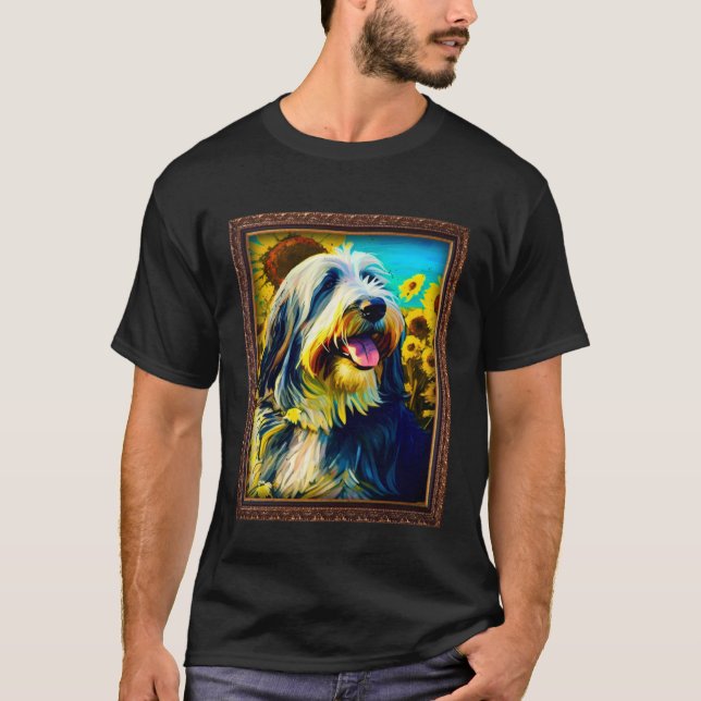 Bearded Collie Painting Sunflower Flower Mom Women T-Shirt (Vorderseite)