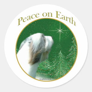 Bearded Collie Peace Runder Aufkleber