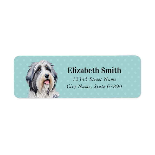 Bearded Collie Rücksendeadressen-Aufkleber (Vorne)