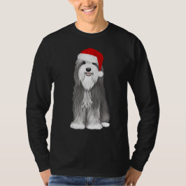 Bearded Collie Santa Dog Weihnachtsfeiertag T-Shirt