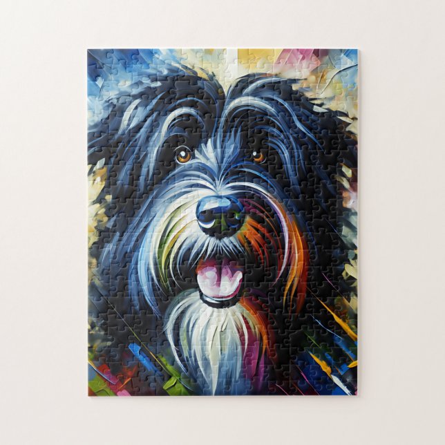 Bearded Collie | Schwarz | Akrylprint Puzzle (Vertikal)