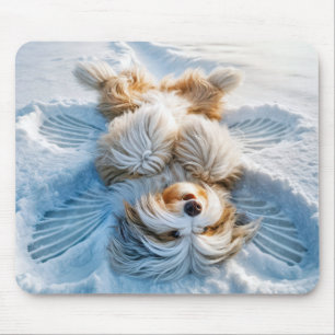 Bearded Collie Snow Angel Mousepad