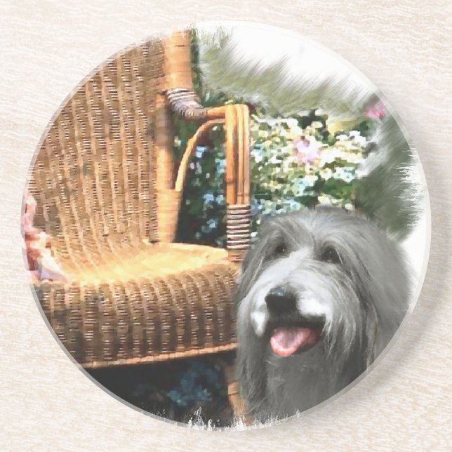 Bearded Collie Summer Garden Getränkeuntersetzer (Vorne)