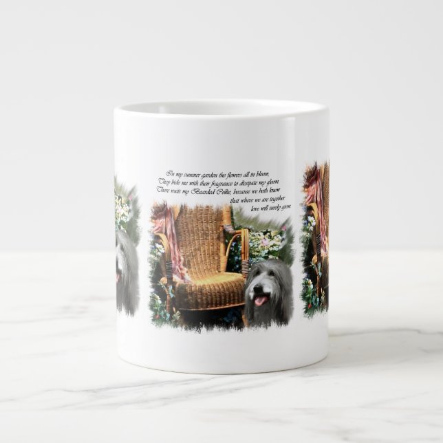Bearded Collie Summer Garden Jumbo-Tasse (Vorderseite)
