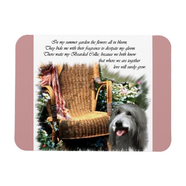 Bearded Collie Summer Garden Magnet (Horizontal)