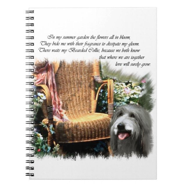 Bearded Collie Summer Garden Notizblock (Vorderseite)
