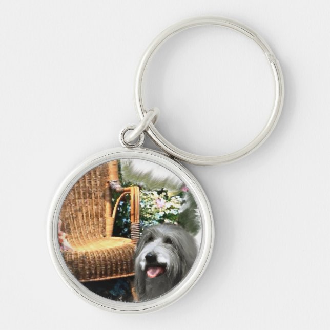 Bearded Collie Summer Garden Schlüsselanhänger (Vorne)