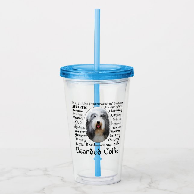 Bearded Collie Tumbler Acryltrinkbecher (Vorderseite)