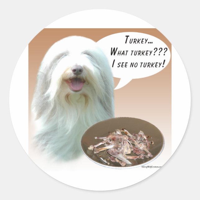 Bearded Collie Türkei Runder Aufkleber (Vorderseite)