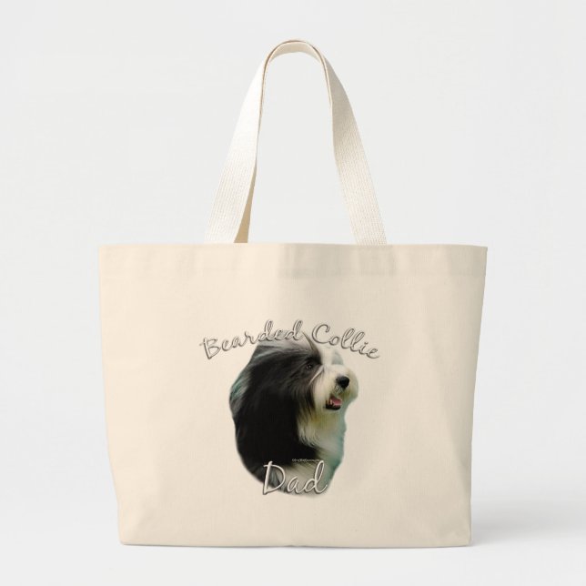 Bearded Collie Vater 2 Jumbo Stoffbeutel (Vorne)