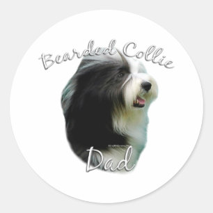 Bearded Collie Vater 2 Runder Aufkleber