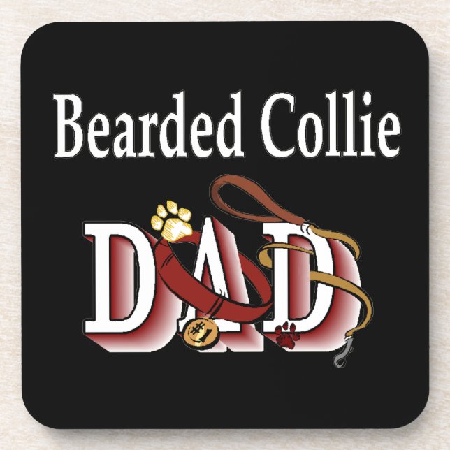 Bearded Collie Vater Getränkeuntersetzer (Vorderseite)