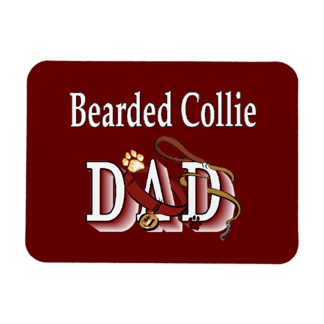 Bearded Collie Vater Magnet (Horizontal)