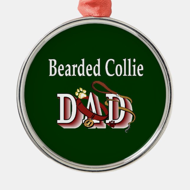 Bearded Collie Vater Ornament Aus Metall (Vorne)