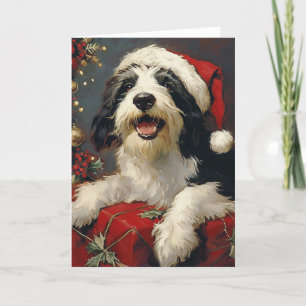 Bearded Collie Vintag personalisierte Weihnachten