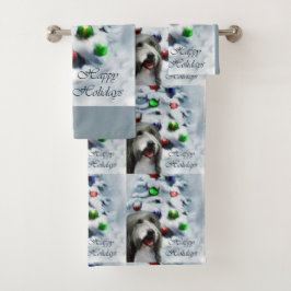 Bearded Collie Weihnachten Badhandtuch Set