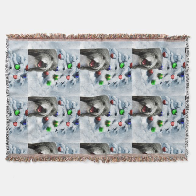 Bearded Collie Weihnachten Decke (Vorderseite)