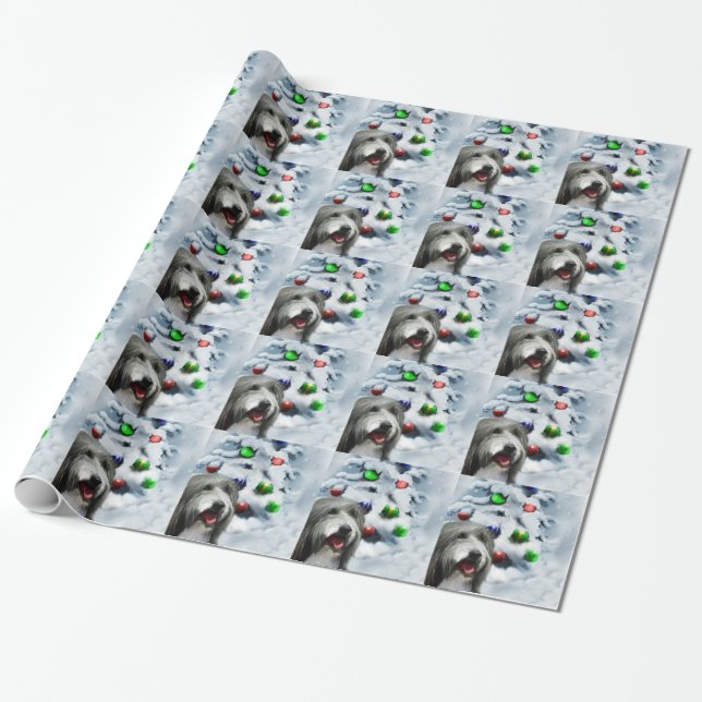 Bearded Collie Weihnachten Geschenkpapier (Ungerollt)