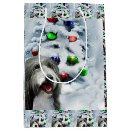 Bearded Collie Weihnachten Mittlere Geschenktüte