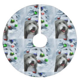 Bearded Collie Weihnachten Polyester Weihnachtsbaumdecke