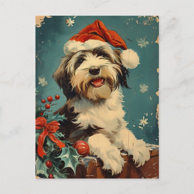Bearded Collie Weihnachten Postkarte (Vorderseite)