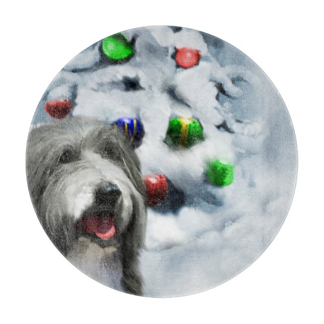 Bearded Collie Weihnachten Schneidebrett (Vorderseite)