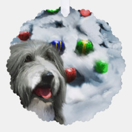 Bearded Collie Weihnachtsgeschenke Ornament Karte