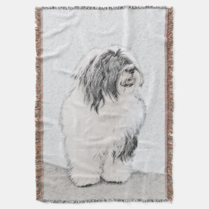 Bearded Collie Zeichnend - Niedliche Original Hund Decke