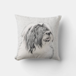 Bearded Collie Zeichnend - Niedliche Original Hund Kissen