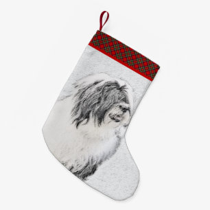 Bearded Collie Zeichnend - Niedliche Original Hund Kleiner Weihnachtsstrumpf