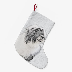 Bearded Collie Zeichnend - Niedliche Original Hund Kleiner Weihnachtsstrumpf
