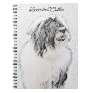 Bearded Collie Zeichnend - Niedliche Original Hund Notizblock