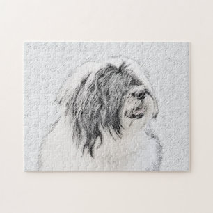 Bearded Collie Zeichnend - Niedliche Original Hund Puzzle