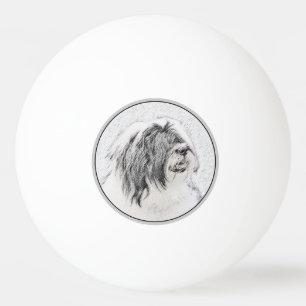 Bearded Collie Zeichnend - Niedliche Original Hund Tischtennisball