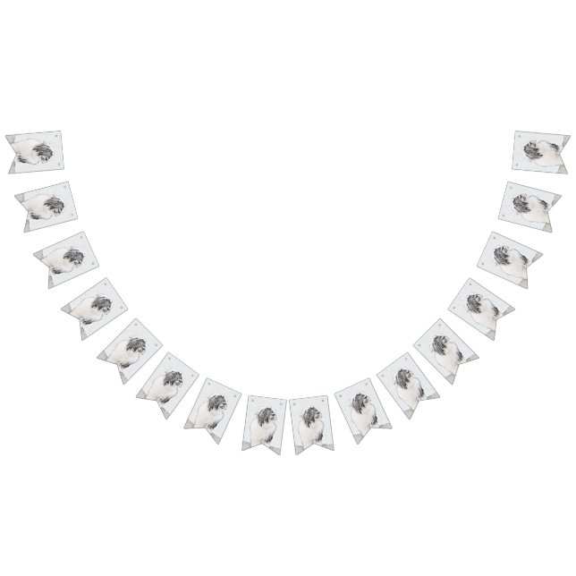 Bearded Collie Zeichnend - Niedliche Original Hund Wimpelkette (Alle)