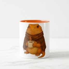 Bearded Dragon Christmas - Cozy Dragon in Blanket  Zweifarbige Tasse