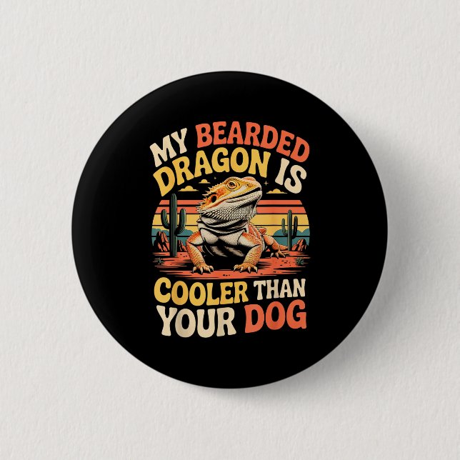 Bearded Dragon Cooler Reptile Animal Beardie Beard Button (Vorderseite)