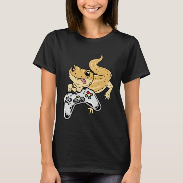 Bearded Dragon Gamer Video Games Lizard Reptile Ga T-Shirt (Vorderseite)