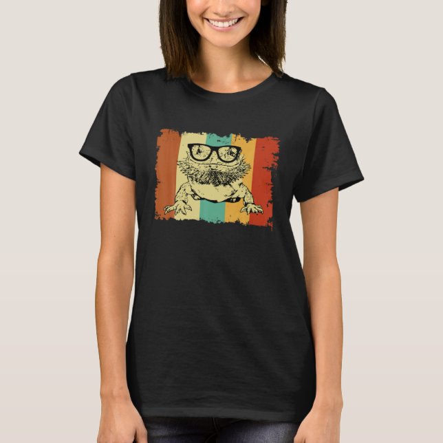 Bearded Dragon Glasses Nerd  Animal Optician Vinta T-Shirt (Vorderseite)