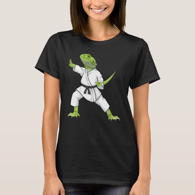 Bearded Dragon Karate Lizard Reptile Animal Austra T-Shirt (Vorderseite)