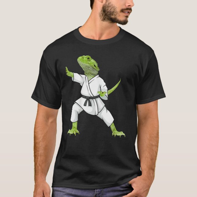 Bearded Dragon Karate Lizard Reptile Animal Austra T-Shirt (Vorderseite)