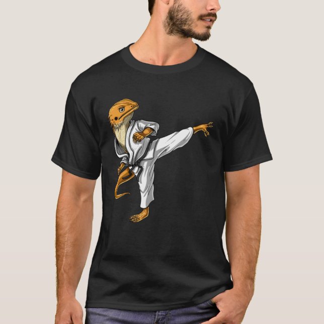 Bearded Dragon Karate Ninja Beardie Reptile Lizard T-Shirt (Vorderseite)
