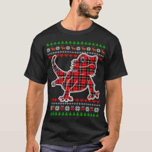 Bearded Dragon Karierte hässliche Weihnachtsfeier T-Shirt